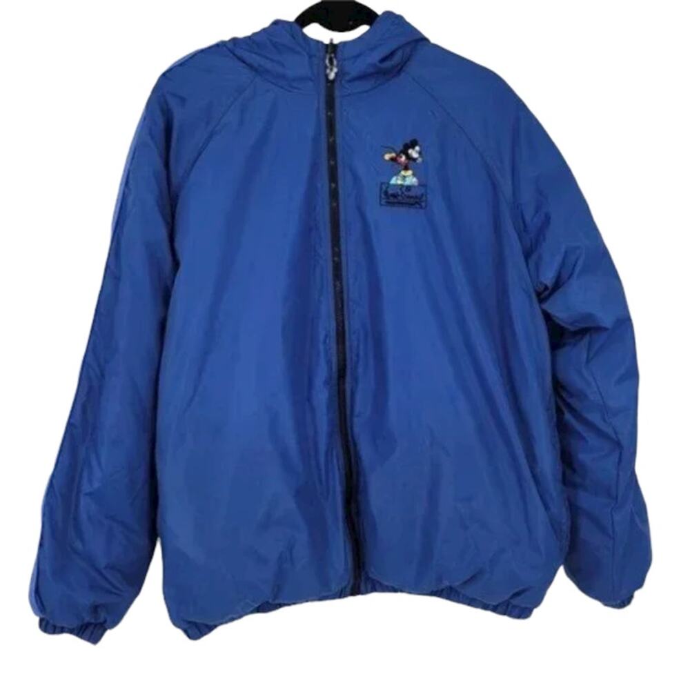 Disney Full Zip Mickey Hooded Collectors Society Reversible Jacket Size Small
